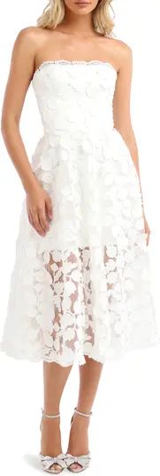 Florence Sequin Floral Strapless Midi Dress | Nordstrom
