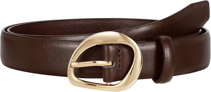 JASGOOD Cinturones de cuero para mujer, lindo cintur\u00f3n casual con hebilla dorada para mujer,... | Amazon (US)