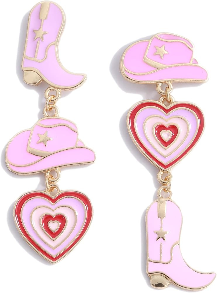 Western Enamel Cowgirl Boot Hat Earrings Cute Dangling Girls Earrings Women Cowboy Gift Earrings ... | Amazon (US)