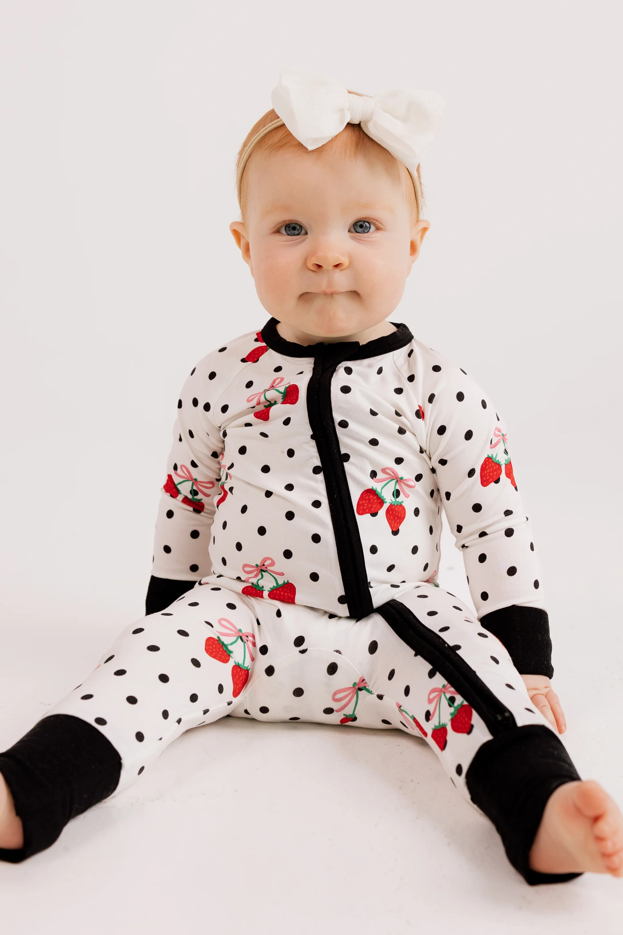 Strawberry Polka Dot Zipper Romper | In My Jammers