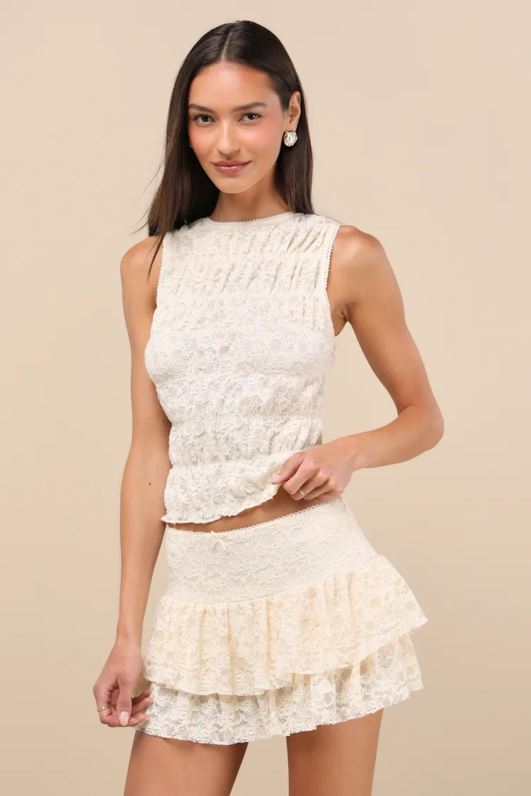 Angel Cream Lace Mini Skort | Lulus