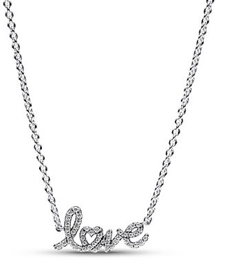 Sterling Silver with Clear Cubic Zirconia Love Collier Necklace | Macy's Canada