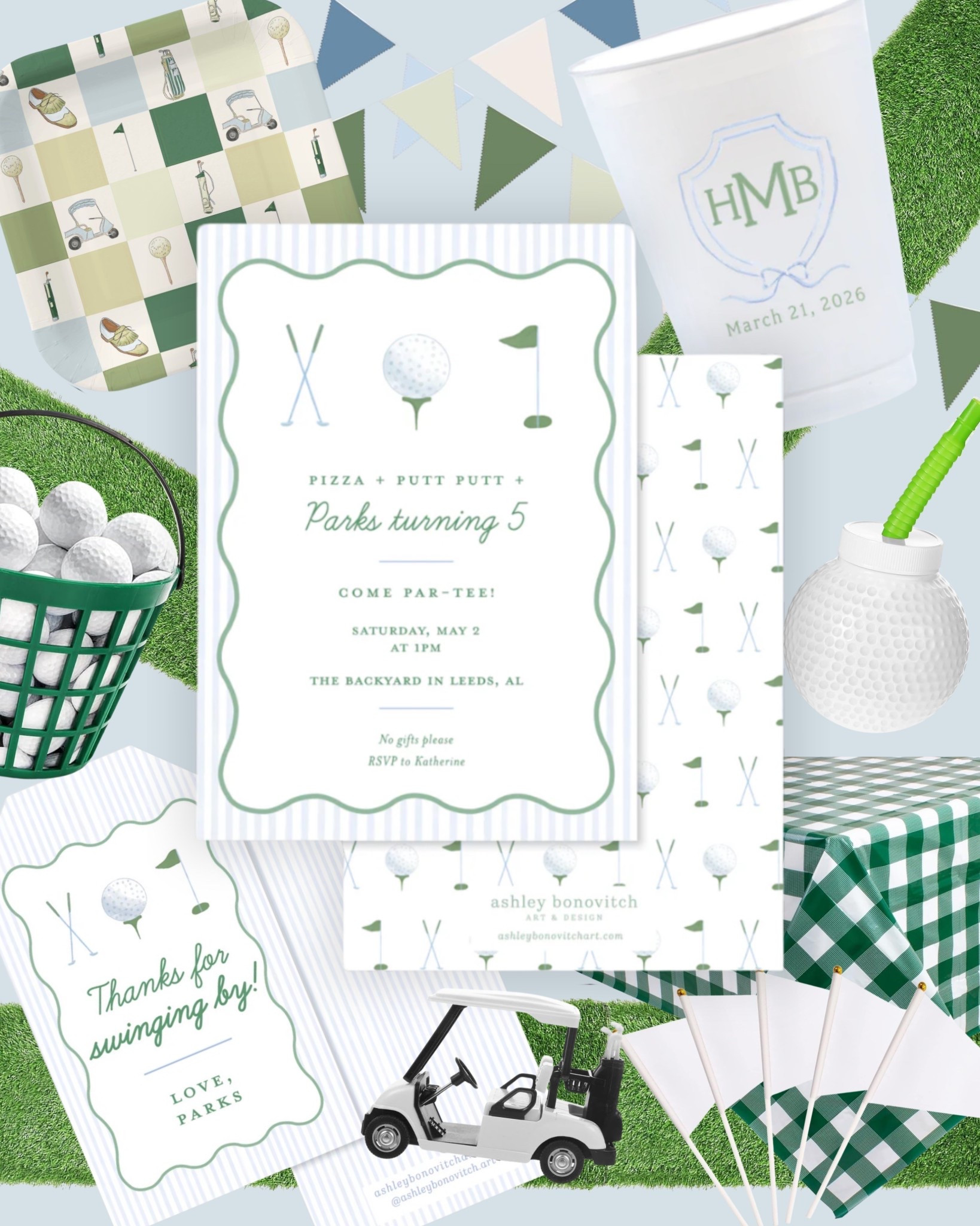 ⛳️🏌🏼‍♀️ THEME THURSDAY 🏌🏼‍♂️⛳️

This week’s Theme Thursday is this cutie golf-themed party — and it all starts with the sweetest custom golf invitation! Shop this invitation and more at ashleybonovitchart.com 💌 From the first impression to the final putt, every detail ties together for the most perfectly curated celebration.

Think preppy greens, playful flags, mini golf accents, and the cutest coordinated party finds to match your invite ✨ I’ve linked everything you need right here so you can recreate the full look with ease🤍⛳️ 

#LTKvlog #LTKKids #LTKBaby