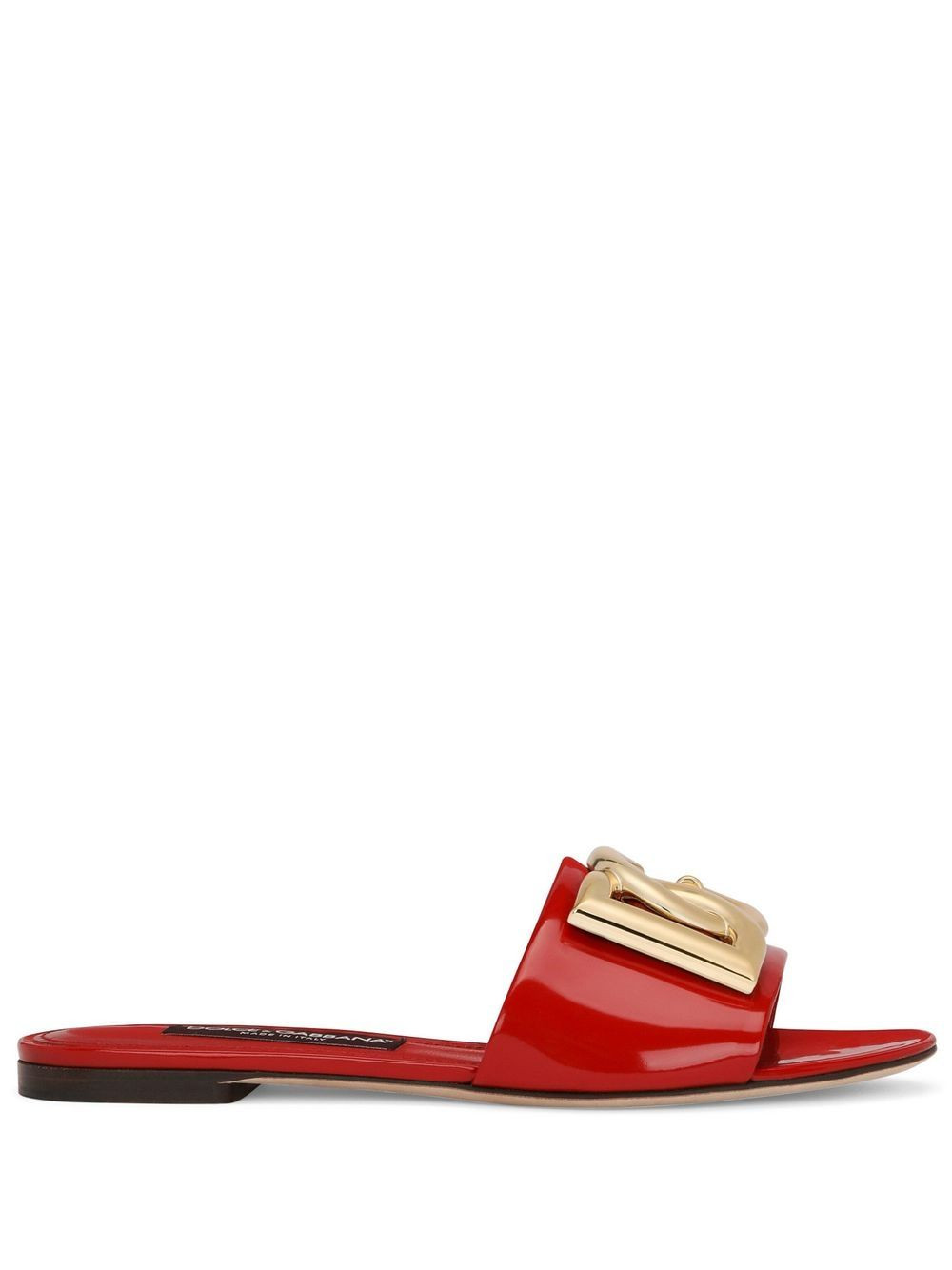 Dolce & Gabbana logo-plaque Leather Slides - Farfetch | Farfetch Global