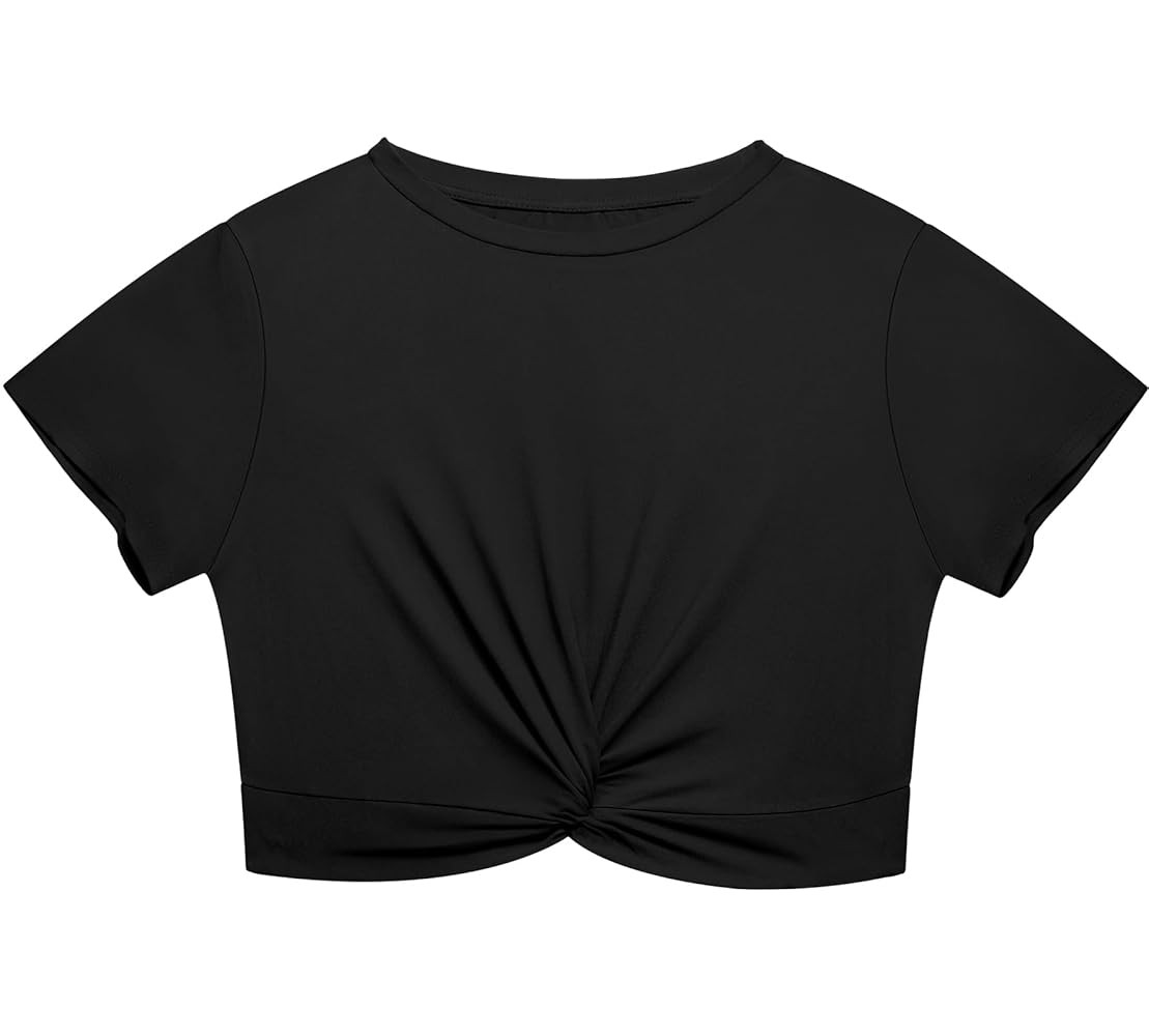 Lastshe Women's Plus Size Summer Crop Tops Short Sleeve Blouses Tie Twist Front Tee T-Shirt Outfi... | Amazon (US)