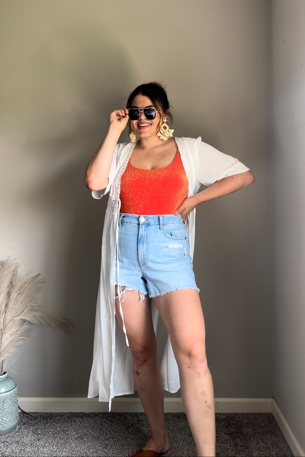 What I wore to the pool with the kiddos today! 
Sparkly swimsuit is from American eagle, size large, heads up it’s a little cheeky!

American eagle high rise jeans are size 12

Coverup is amazon

Sunglasses amazon

Earrings part of a pack from amazon

Vacation, travel, swimsuit, midsize, resort wear 


#LTKcurves #LTKtravel #LTKswim