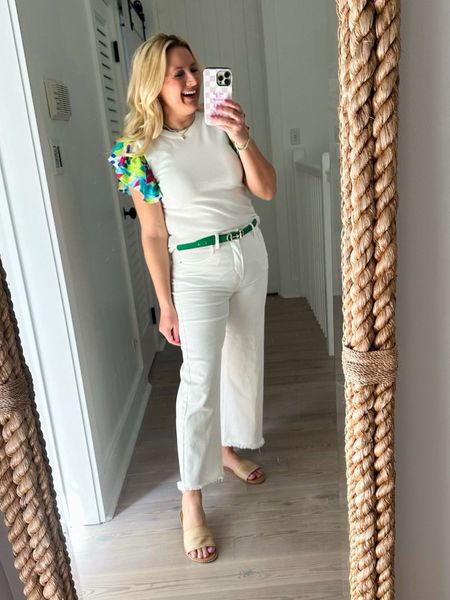 Fun sleeve top! Loving the white
On white look. Wearing a small top and size 26 jeans. Code FANCY20 for 20% off this weekend only!

#LTKStyleTip #LTKSeasonal #LTKFindsUnder100