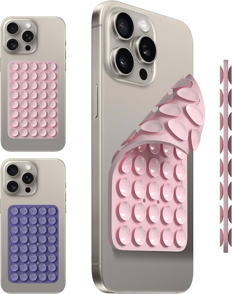 Amazon.com: 2 Pack Double Sided 40 Grain Silicone Suction Cups Phone Mount Compatible for All iPh... | Amazon (US)