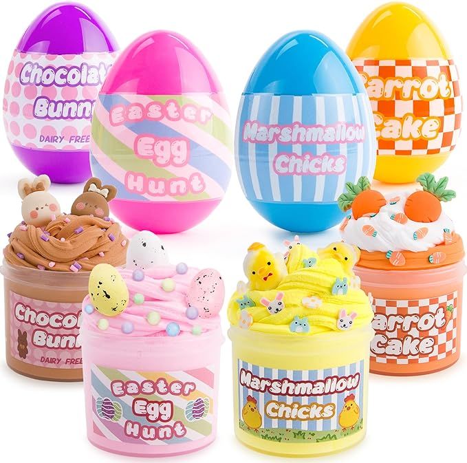 Easter Basket Stuffers - 4 Pack Kit of Eggs Filled with Slime and Charms - Prefilled Eggs with To... | Amazon (US)