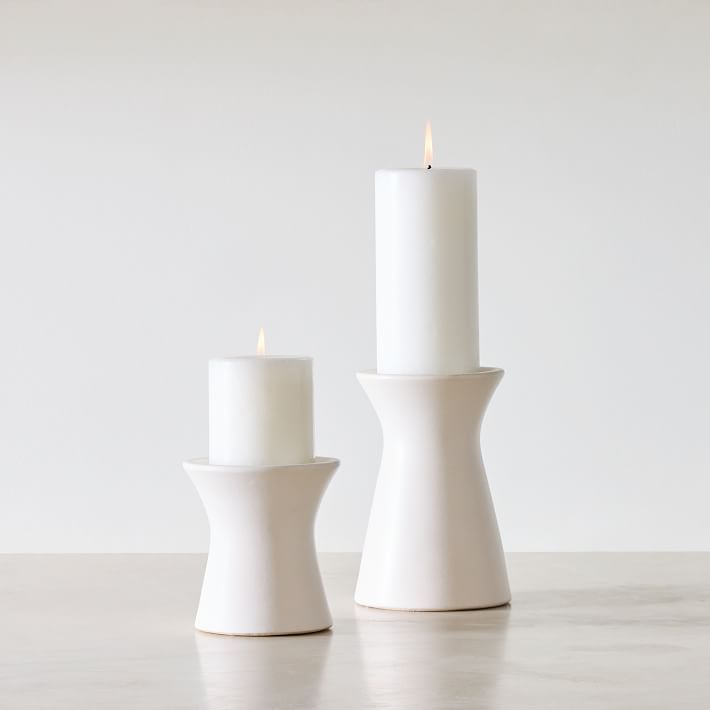 Pure White Ceramic Pillar Candleholder | West Elm (US)