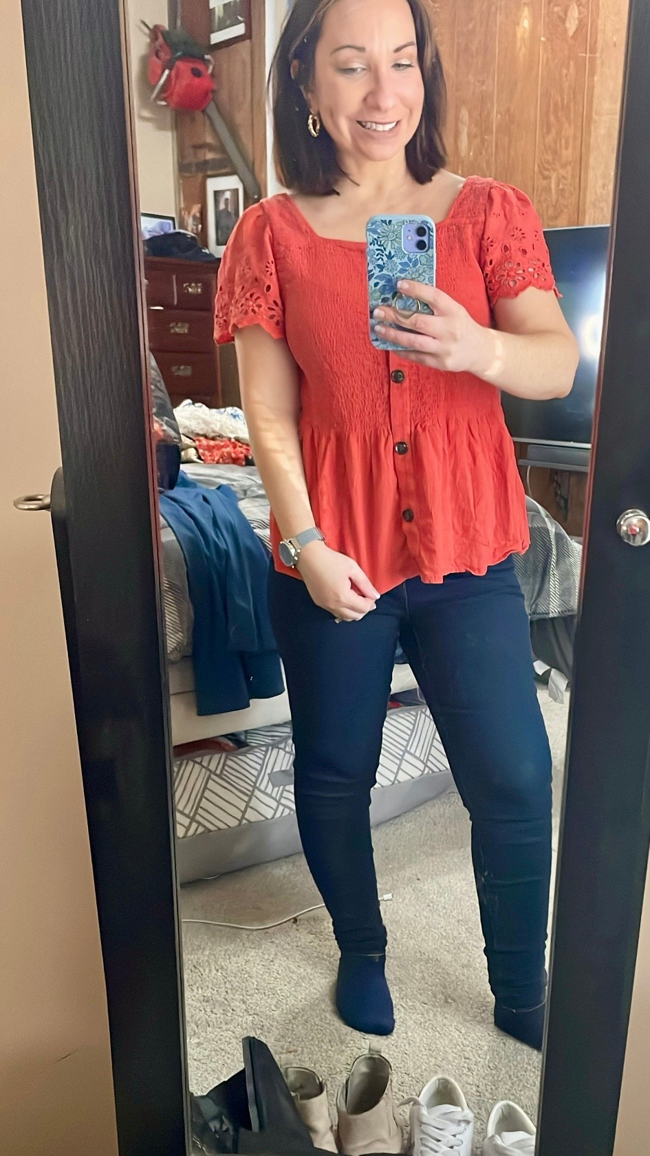 New poshmark listing - Orange Madewell top - size medium 

#LTKPetite #LTKSaleAlert #LTKootd