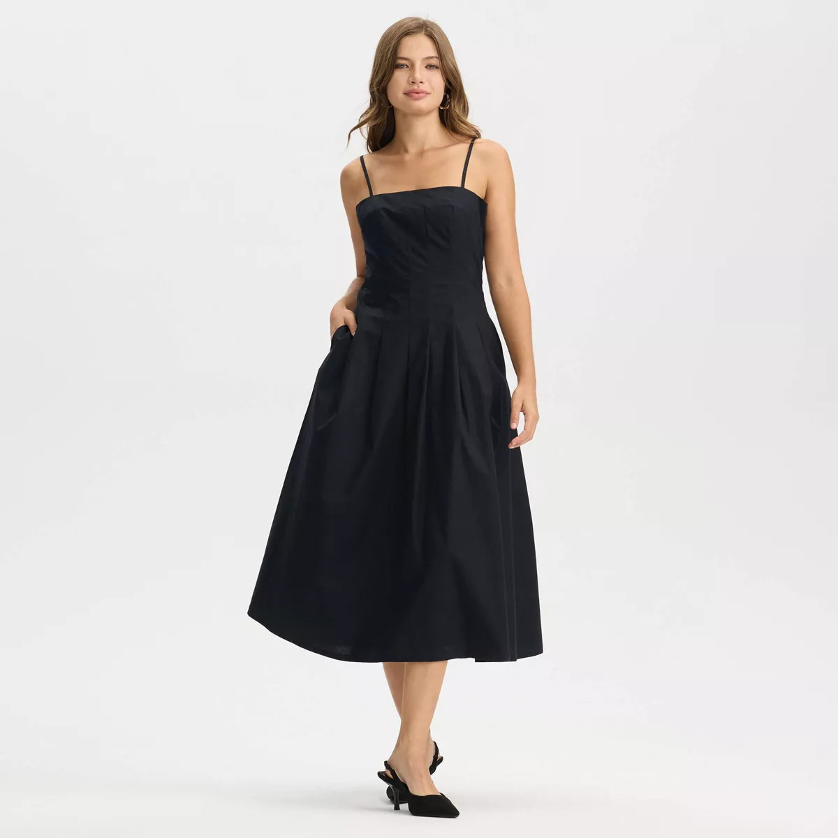 Women's Paneled Midi A-Line Dress - A New Day™ Black | Target