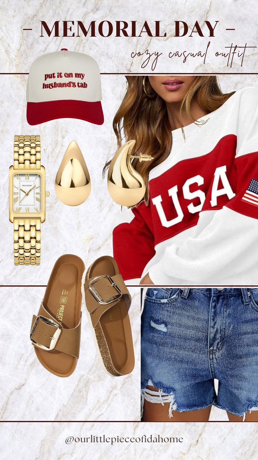 Putting together easy Memorial Day outfits always starts with comfortable basics I’ll actually wear all summer again.

I paired this USA sweatshirt with relaxed denim shorts, neutral sandals, simple gold jewelry, and the cutest trucker hat for an easy, casual look that still feels pulled together. Everything is linked here.
@Amazon 

 #LTKU #LTKSaleAlert #LTKBeauty