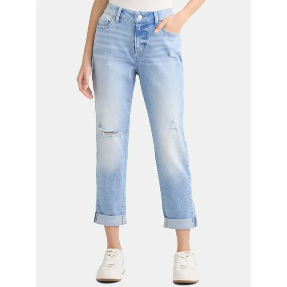Time and Tru Women's Mid-Rise Boyfriend Jeans, 26" Inseam, Sizes 0-22 | Walmart (US)