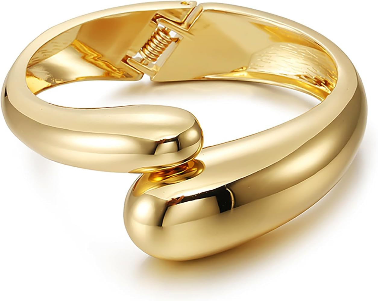 PICKBEAU Gold Cuff Bangle Bracelets for Women 18K Gold Plated Wide Wire Chunky Cuff Bracelets Ham... | Amazon (US)