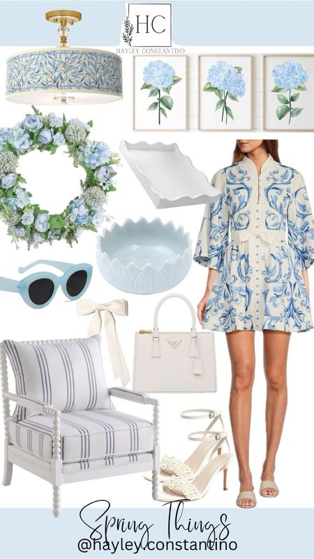 Spring Things
Blue and white home decor
Grandmillenial 
Blue and white dress
White scallop tray
Blue floral wreath
Blue striped accent chair


#LTKover40 #LTKsalealert #LTKparties