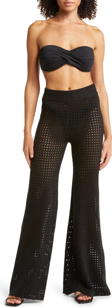 Elan Pointelle Mesh Wide Leg Cover-Up Pants | Nordstrom | Nordstrom