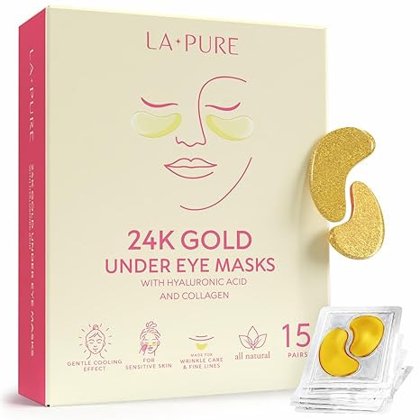 LA PURE 24k Gold Under Eye Mask for Dark Circles and Puffiness, Revitalizing & Non-Irritating Ant... | Amazon (US)