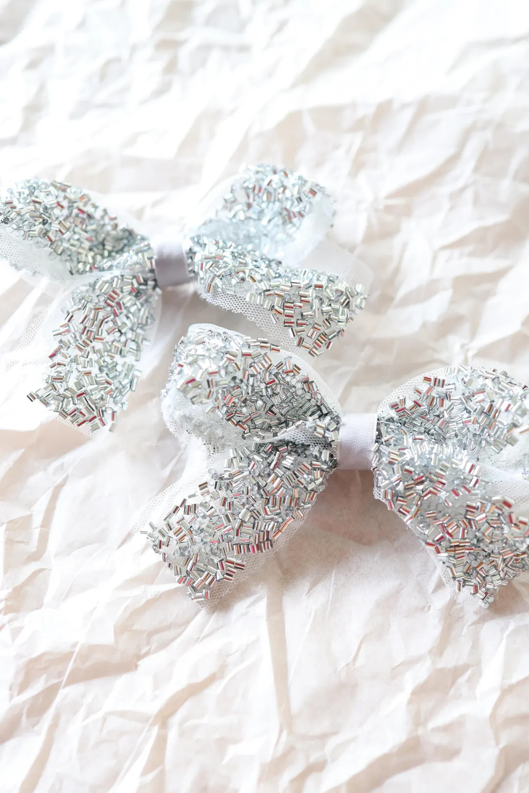 Holiday Pigtail Bows, Sequin Ribbon Pigtail Bows, Grey Pigtail Bows, Fancy Pigtail Bows, New Year... | Etsy (US)