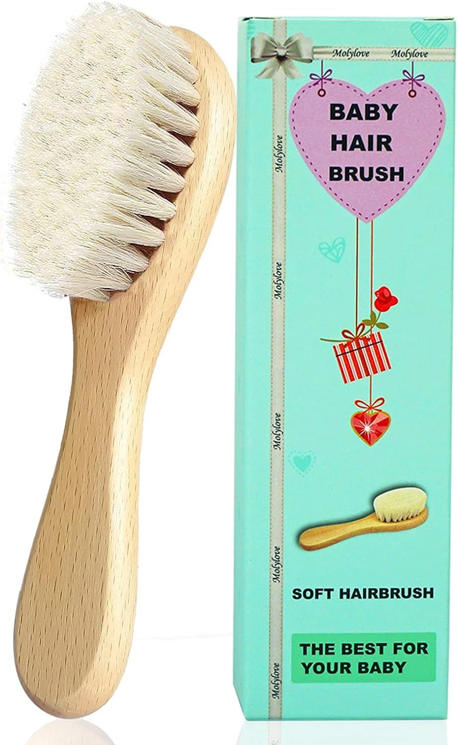 Wooden Baby Hair Brush for Newborns & Toddlers, Super Soft Goat Bristles Hair Brush, Toddler Hair... | Amazon (US)