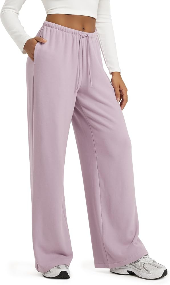 ODODOS Women's Stretch Fleece Wide Leg Sweatpants \u2013 Ultra-Soft Cozy Warm High-Rise Relaxed L... | Amazon (US)