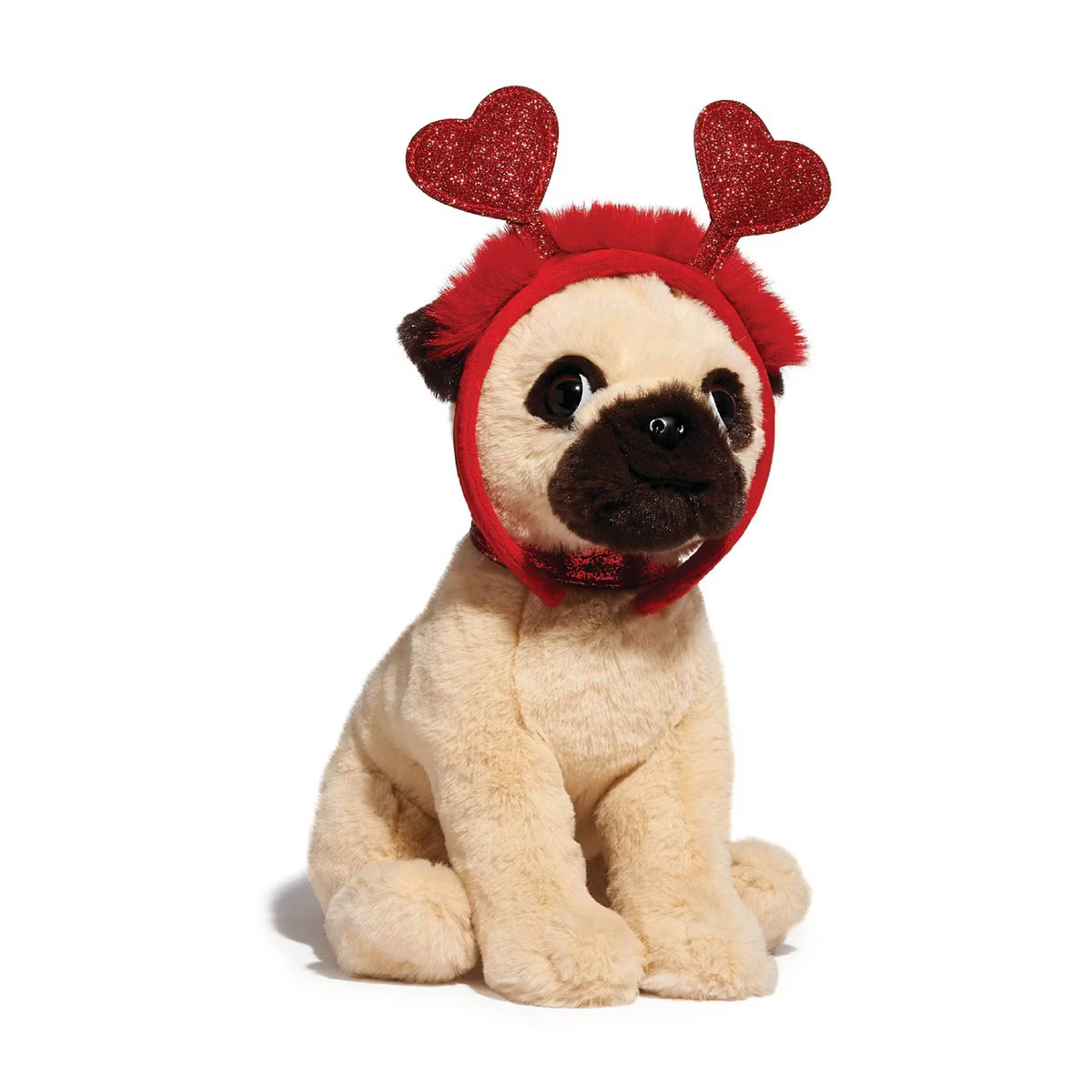 FAO Schwarz 12" Sparklers Pug with Removable Red Heart Boppers Toy Plush | Target