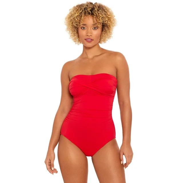 Time and Tru Women’s and Plus Bandeau Twist Front One Piece Swimsuit | Walmart (US)