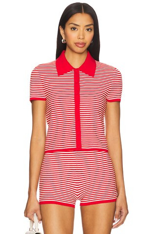 Lovers and Friends Parker Knit Top in Red & Off White from Revolve.com | Revolve Clothing (Global)