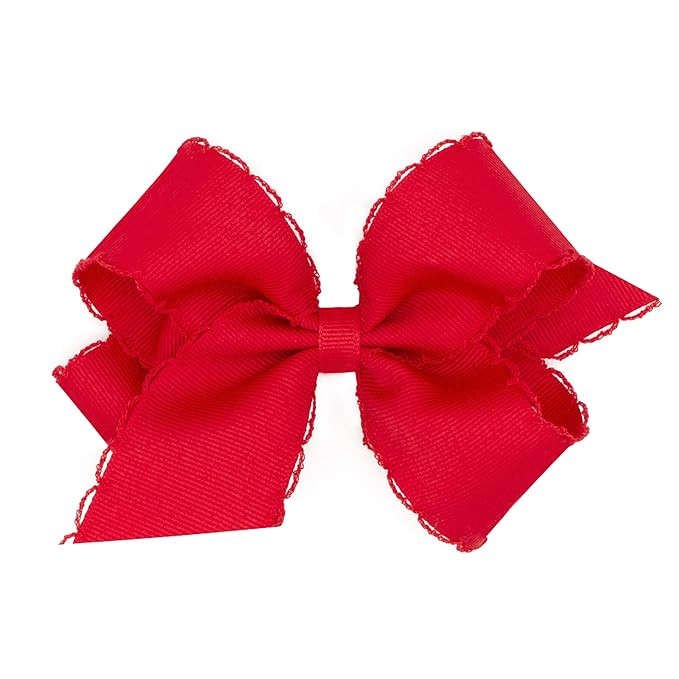 Wee Ones Girls' Classic Grosgrain Moonstitch Edge Hair Bow on a WeeStay Hair Clip, Medium, Red | Amazon (US)