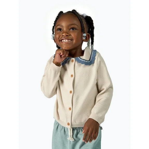 Modern Moments by Gerber Toddler Girl Pointelle Collared Cardigan Sweater, Sizes 12M-5T | Walmart (US)