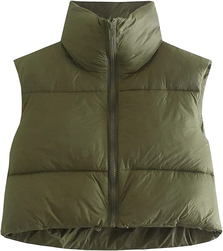 KEOMUD Women's Winter Crop Vest Lightweight Sleeveless Warm Outerwear Puffer Vest Padded Gilet | Amazon (US)