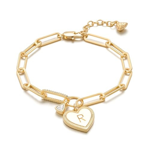 MYEARS Valentines Day Gifts for Women - Gold Initial Bracelets for Women Trendy 14K Gold Plated H... | Amazon (US)