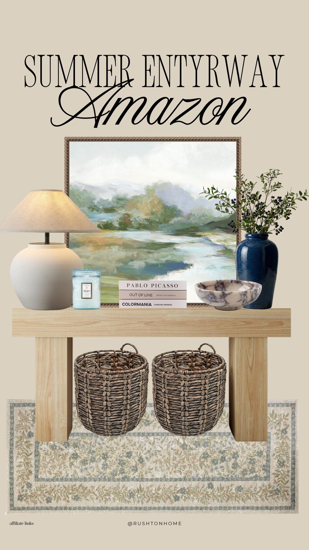 Amazon summer entryway decor, amazon home finds, neutral entryway decor, entryway table styling, coastal entryway, blue and neutral decor, landscape artwork, woven baskets, console table decor, faux greenery stems, decorative marble bowl, amazon entryway finds, warm neutral home decor, affordable entryway styling, designer inspired decor, cottage inspired home, entryway rug runner, table lamp styling, curated home decor, organic modern entryway, layered entryway decor, russhtonhome

#LTKvlog #LTKHome #LTKmomlife