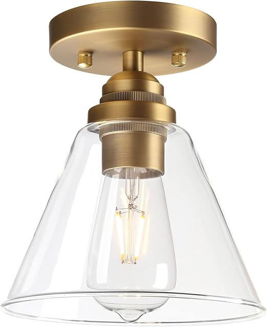 Yosoan Rustic Semi Flush Mount Ceiling Light, 1-Light Vintage Industrial Indoor Vanity Hardwired ... | Amazon (US)