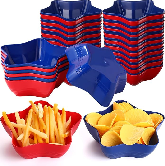 Honeydak 20 Pcs 4th of July Star Bowls Plates Bulk Patriotic Star Plastic Plates Red Blue Serving... | Amazon (US)