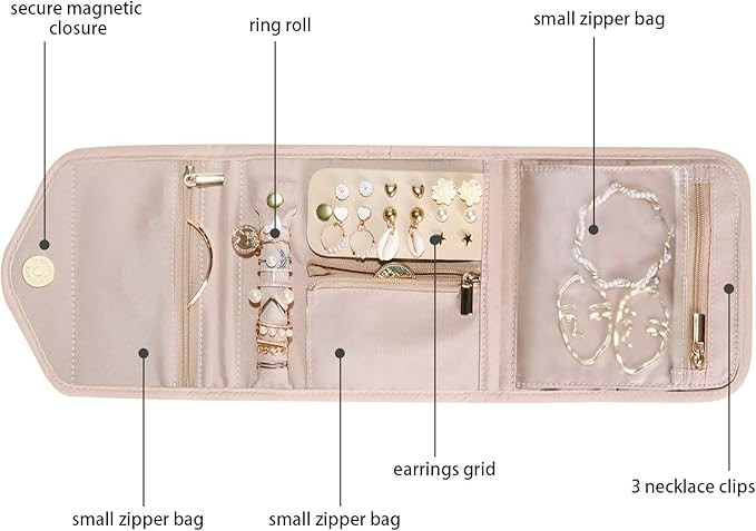 BAGSMART Travel Jewelry Organizer Case Foldable Jewelry Roll for Journey-Rings, Necklaces, Earrin... | Amazon (US)