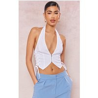 White Cargo Lace Up Side Zip Up Crop Top | PrettyLittleThing CAN