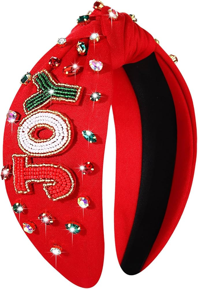 CEALXHENY Christmas Headband for Women Holiday Christmas Accessories Beaded Xmas Bow Tree Snowfla... | Amazon (US)