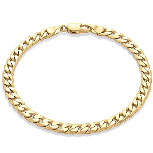 Amazon Essentials 14K Gold Plated Curb Chain Bracelet 7.5", Yellow Gold | Amazon (US)