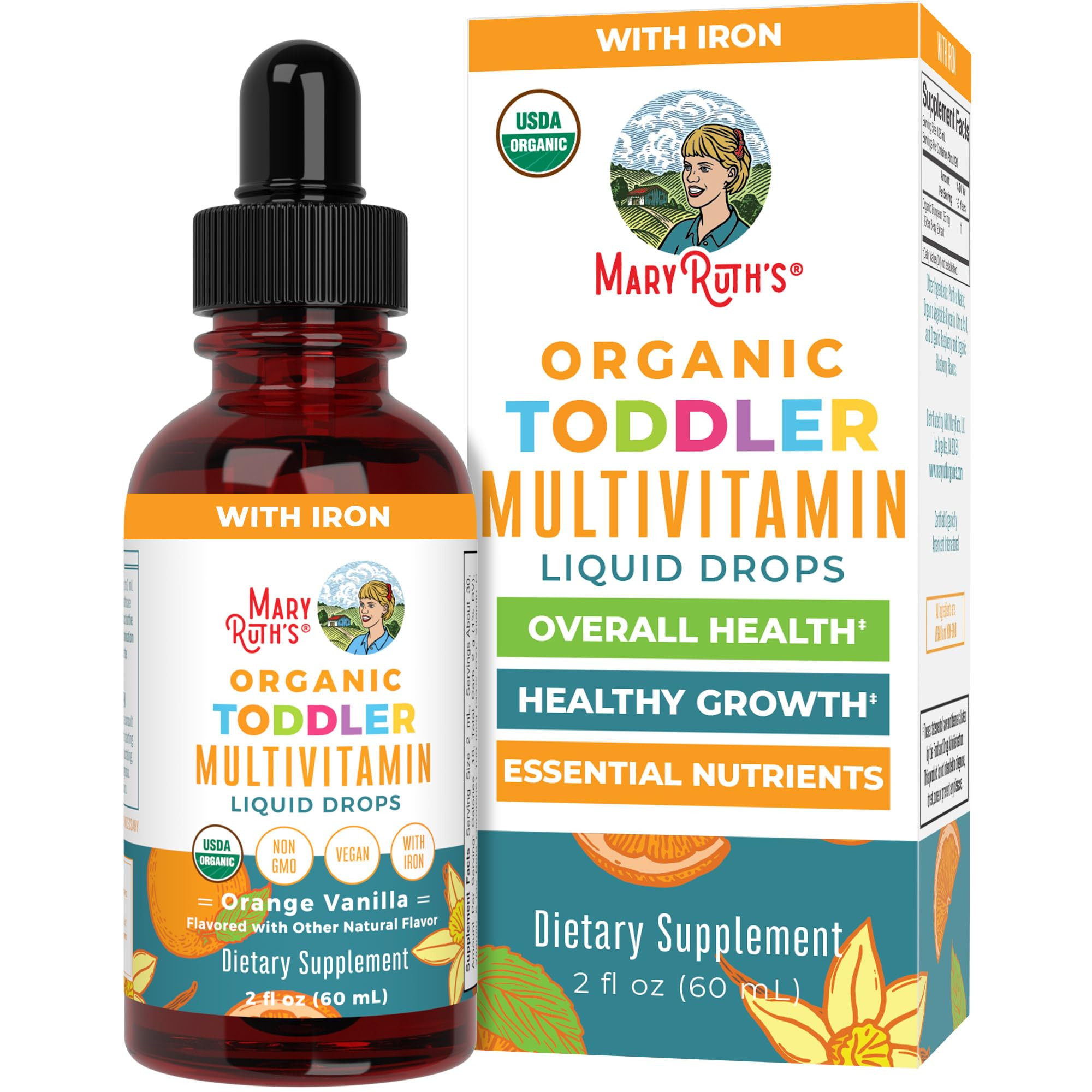 MaryRuth Organics Multivitamin & Multimineral with Iron for Toddlers | USDA Organic | Sugar Free ... | Amazon (US)