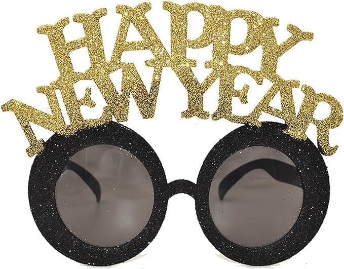 Soochat Happy New Year Eyeglasses New Year Sunglasses Fancy Glitter Decorative Eyeglasses for 202... | Amazon (US)