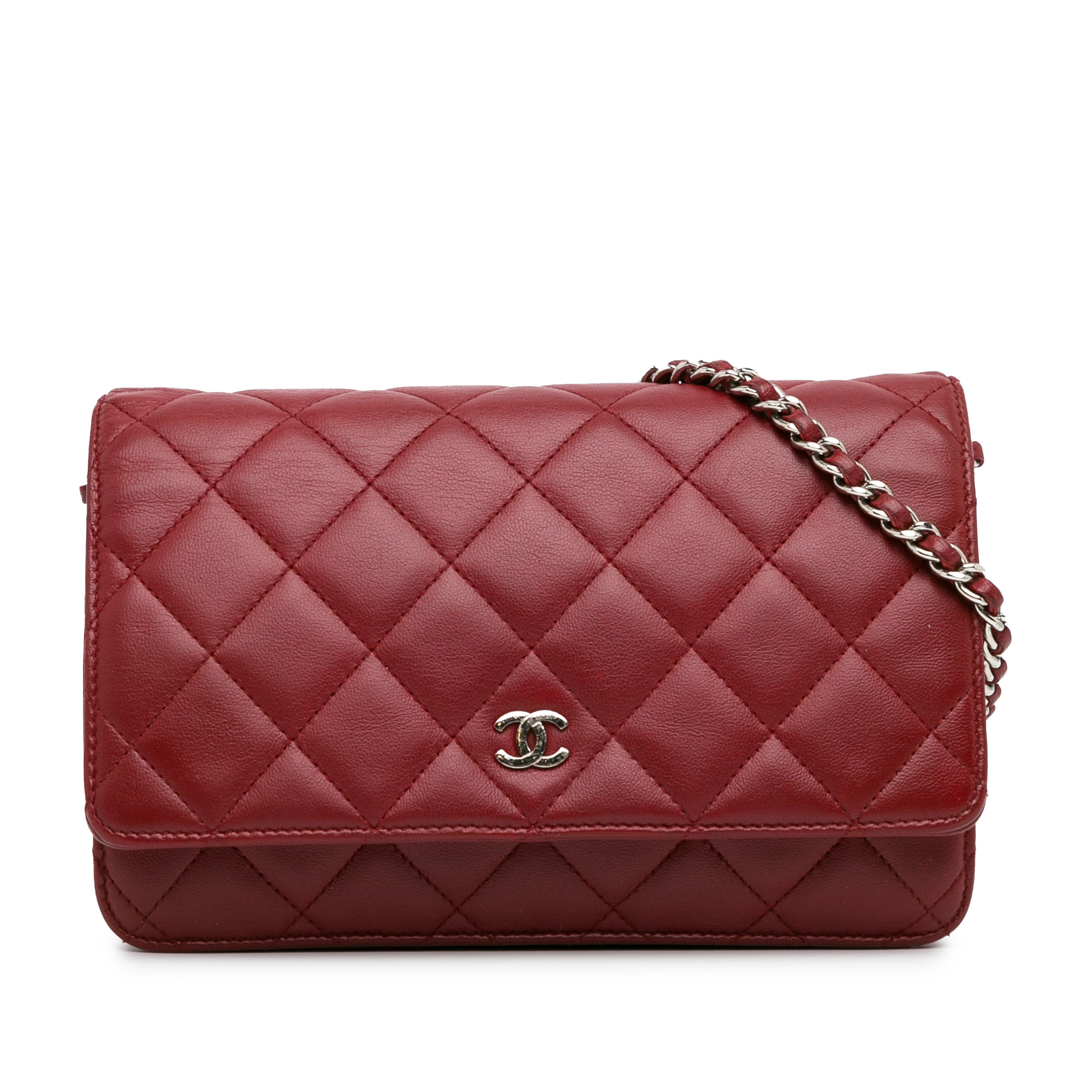 Pre-Owned Authenticated Chanel Classic Lambskin Wallet on Chain Leather Red Crossbody Bag Unisex ... | Walmart (US)