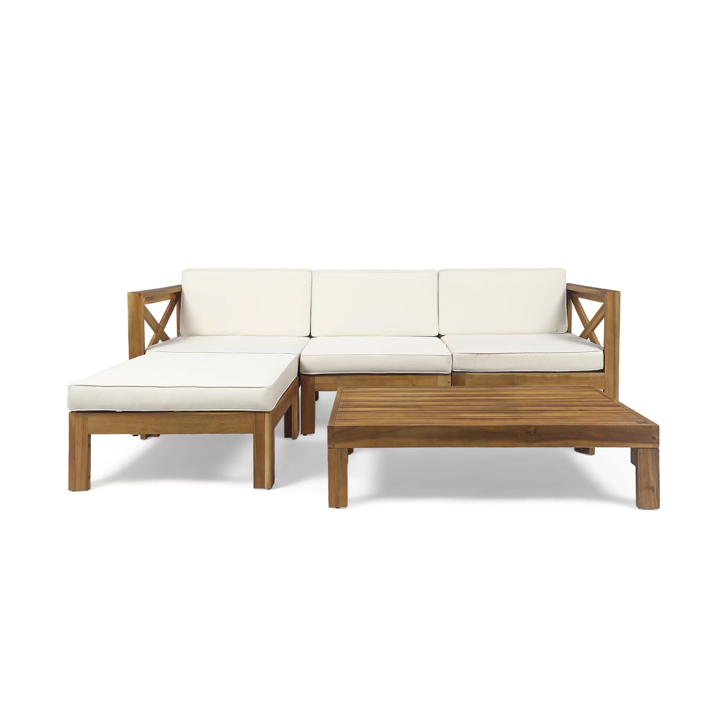 Barcomb Solid Wood 3 - Person Seating Group with Cushions | Wayfair North America