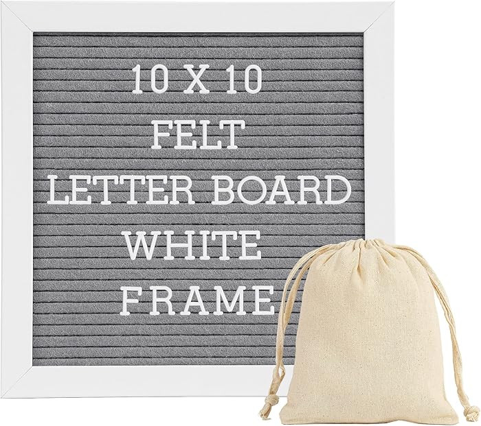 Letter Board Sign White Frame 10x10 - Felt Letter Board Baby Announcement Board with Typewriter L... | Amazon (US)