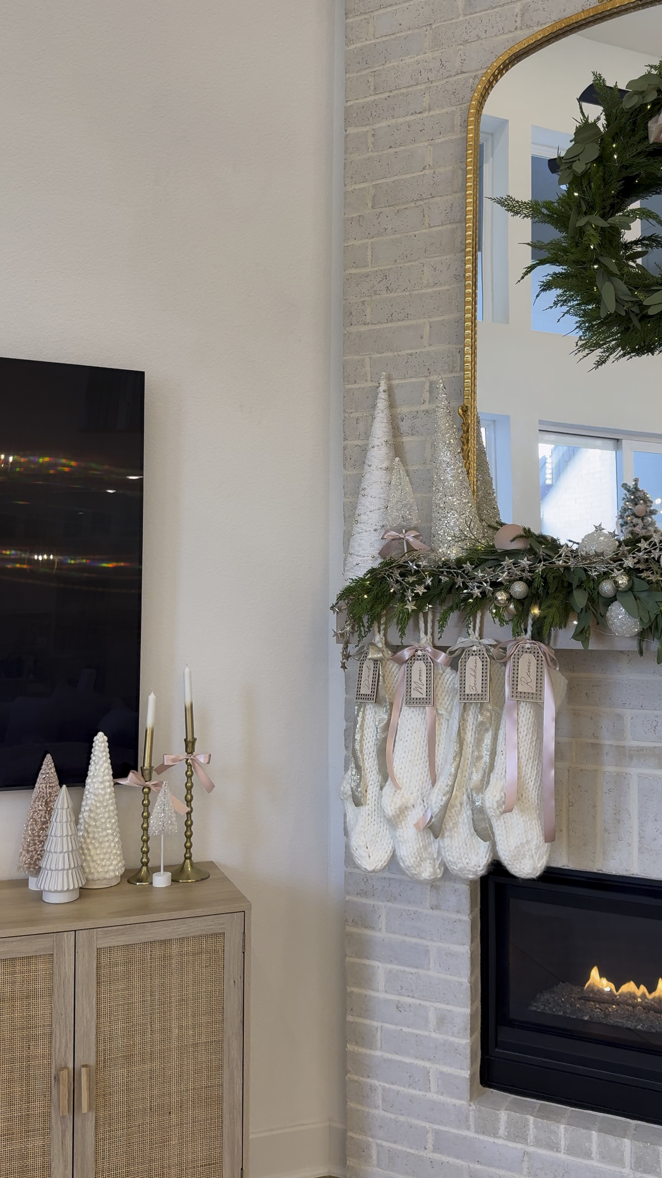 gimme all the PINK this year 😍😍 Christmas mantle is done!! 

#LTKHoliday #LTKHome #LTKWatchNow