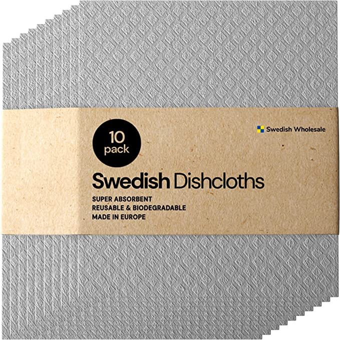 Swedish Wholesale Swedish Dish Cloths - 10 Pack Reusable, Absorbent Hand Towels for Kitchen, Coun... | Amazon (US)