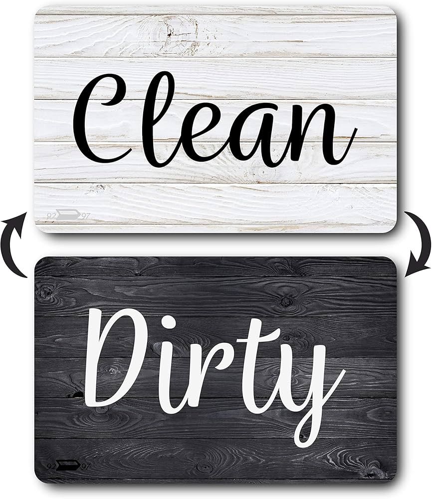 Black and White Wood Clean Dirty Dishwasher Magnet, Reversible Dish Washer Sign, Double Sided Str... | Amazon (US)