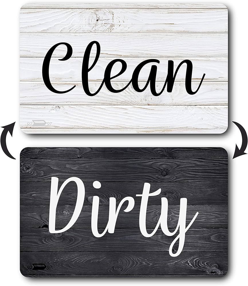 Black and White Wood Clean Dirty Dishwasher Magnet, Reversible Dish Washer Sign, Double Sided Str... | Amazon (US)
