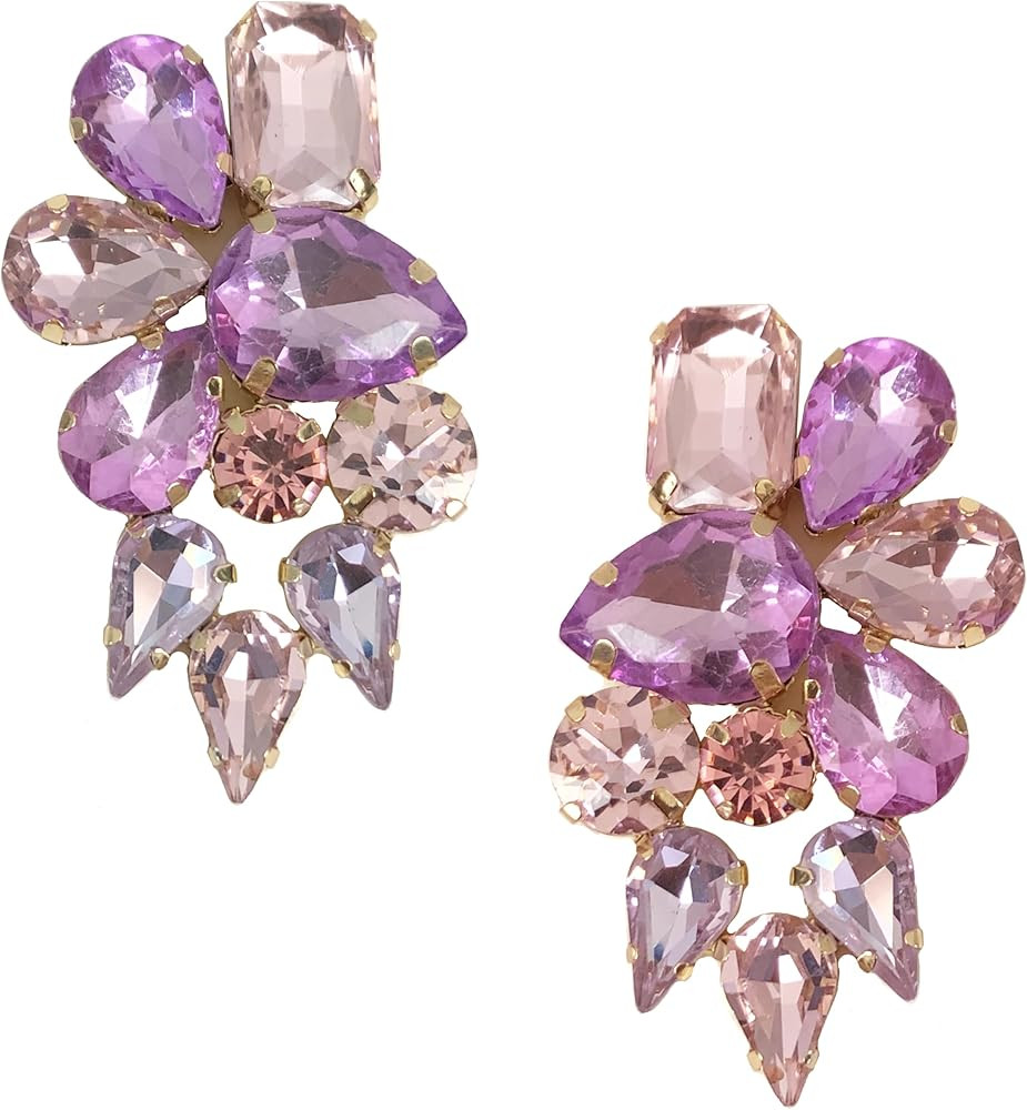 EXTRA LARGE Art Deco Antique Vintage Retro Style Lavender Lilac Pink Purple Amethyst Rhinestone B... | Amazon (US)