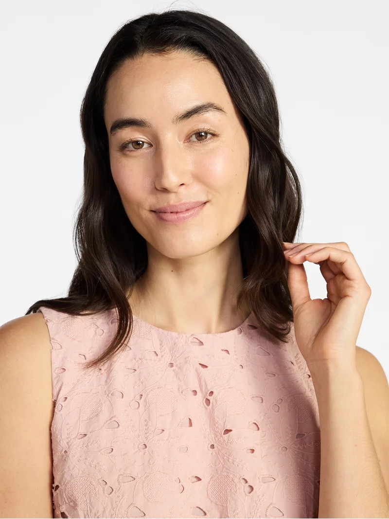 Time and Tru Women’s and Women’s Plus Eyelet Embroidery Top, Sizes XS-4X | Walmart (US)